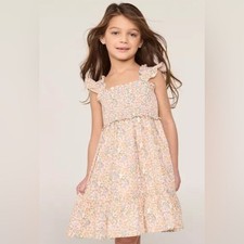 Janie and Jack Floral Smocked Dress - Orange and Green, Girls 3T