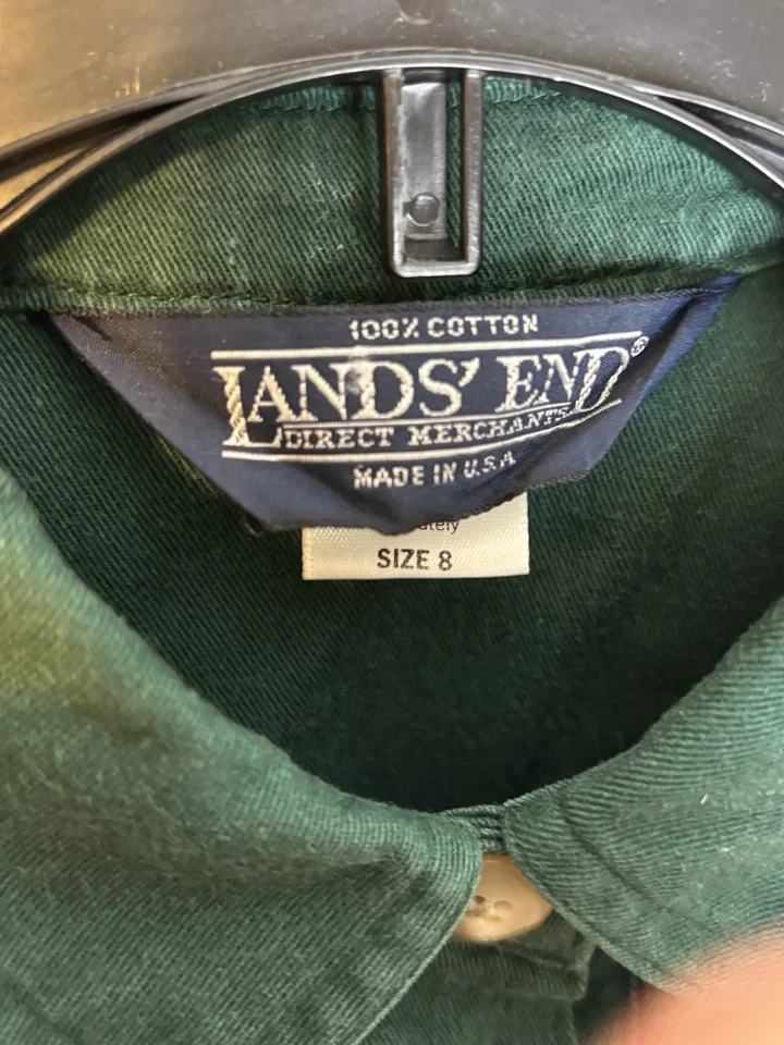 Maxi Camisa Vestido De Colección Lands End 8 Verde Cinturón Cottage Modesto Años 90 EE. UU. Foto 3 de 4