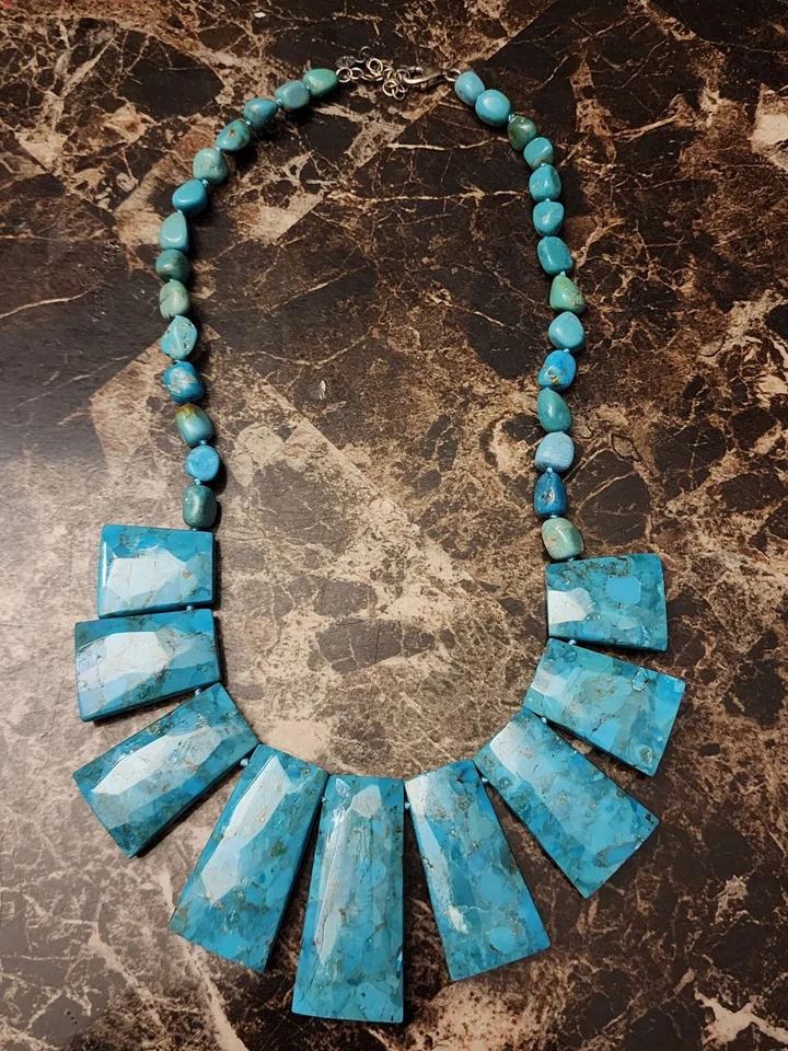 Collar de piedras preciosas turquesas SX Sally C Treasures 925 Foto 3 de 4