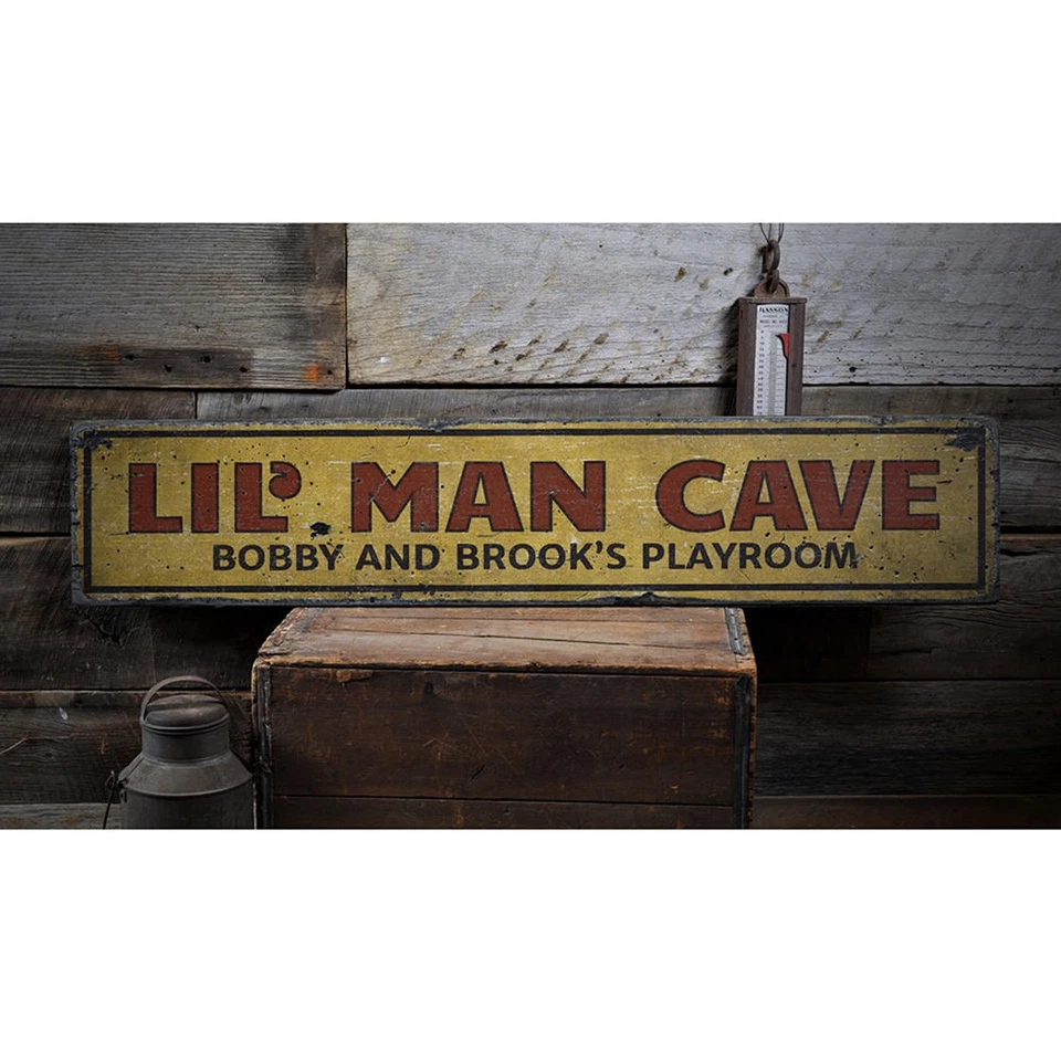 Lil Man Cave Sign, Rustic Playroom Sign -Distressed Wooden Sign - Image 2 of 2