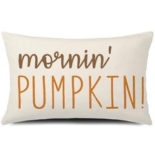 Fall Pillow Cover 12x20 Morning Pumpkin Throw Pillow Autumn Decorative Lumbar