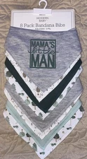 Modern Baby 8 Pack 2-ply Bandana Baby Bibs For Boy Adjustable Snaps New