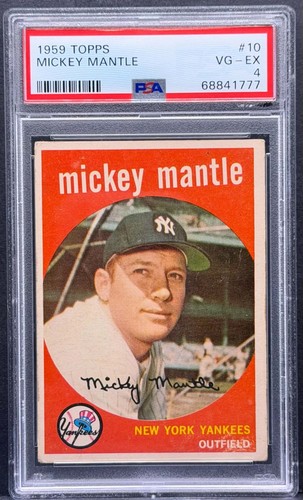 1959 Topps Baseball #10 - Mickey Mantle - Vintage HOF - Graded PSA 4 VG-EX SHARP