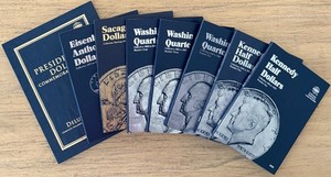Whitman Coin Folder Lot 8 Kennedy Halves Quarters Dollars Collection Albums