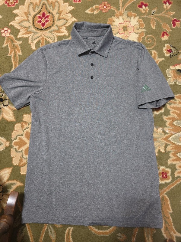 Mens Sz Small Adidas Logo Gray Golf Polo