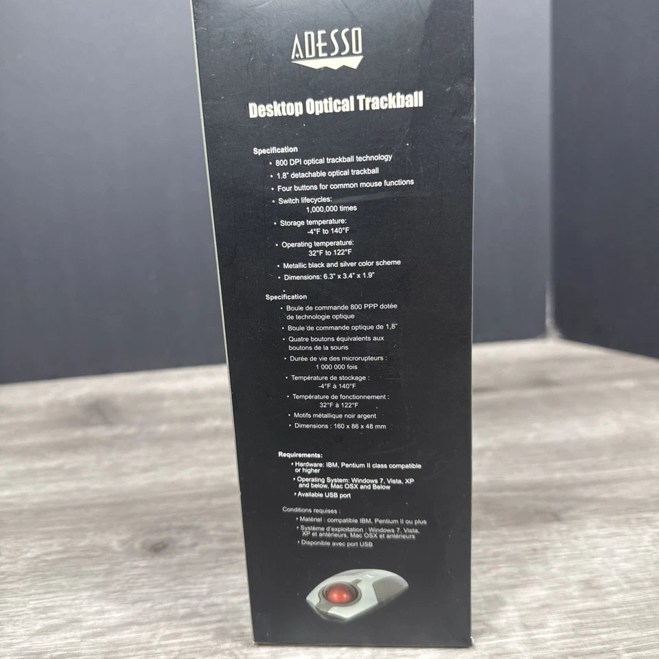 iMouse T1 Desktop Optical Trackball Adesso Mouse USB Mac Windows - Image 2 of 4