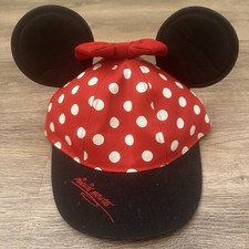 Authentic Disney Parks Minnie Mouse Red Polka Dot Hat Cap Ears Youth Size