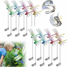4/8/12PCS Fake Dragonfly Clip Waterproof Outdoor 3D Dragonfly Garden Decorative