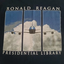 Ronald Reagan Presidential Library size Medium Navy-Blue Shirt Republican Goat