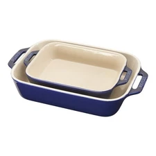 Staub Stoneware 2-pc, Rectangular Baking Dish Set, dark blue