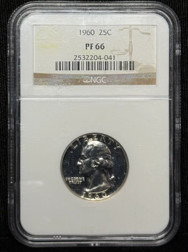 NGC PF 66  1960 Washington Quarter 25C Silver Coin -041