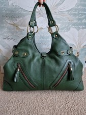 Y2K Gap Dark Green Leather Hobo Bag Slouchy Boho Shoulder Tassel Large