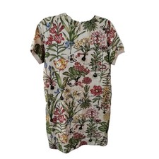 5632)All over Tropical Floral and Butterfly Print  Linen Blend Lounge Dress M?