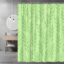 Floral Green Shower Curtain with Leaves and Flowers