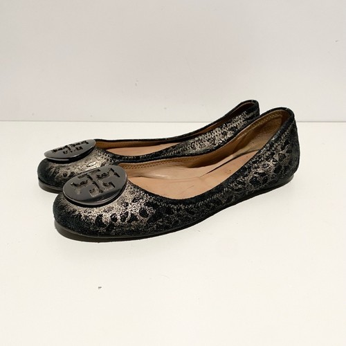 Tory Burch Luisa Damen-Ballerinas Anthrazit Metallic Leopardenmuster - Bild 7 von 10