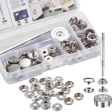 25 Sets Snap Fastener Kit,Snaps Button Tool Stainless Steel for Marine Boat Canv