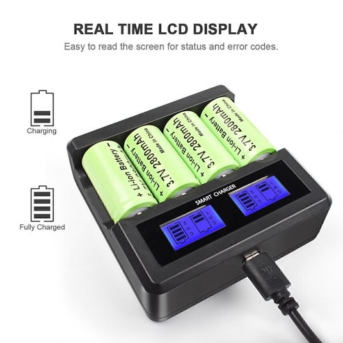 16x 2.8Ah (CR123A) Akku Batterien 2800mA 3,6V Li-Ion Wiederaufladbare+Ladegerät - Afbeelding 10 van 24