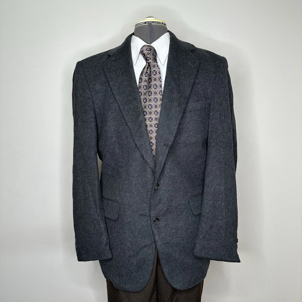 Ron Chereskin Masculino 41R 45" Blazer Casaco Esportivo Terno Jaqueta Cabelo de Camelo Flanela Cinza - Imagem 2 de 4