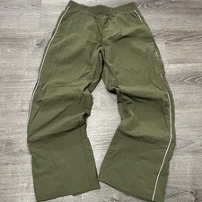 Y2K Baggy Wide Leg Musera Olive/pink Nylon Track Pants, X Large