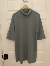 Zara L NWOTag Turtleneck Jersey Fall Green Gray Blend Dress Half Sleeve Casual