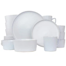 Elama Dinnerware Set Matte White Stoneware Modern Elegant 20-Piece Service for 4