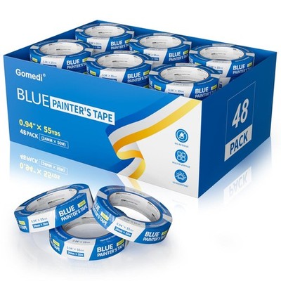 48 Rolls Blue Painters Tape 1 Inch Bulk 2640 Total Yards