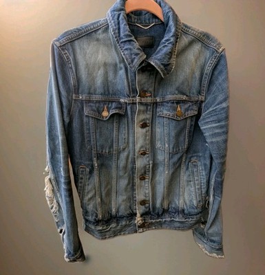 Authentic Saint Laurent California Blue Distressed Denim Jacket Men's XS. Unisex