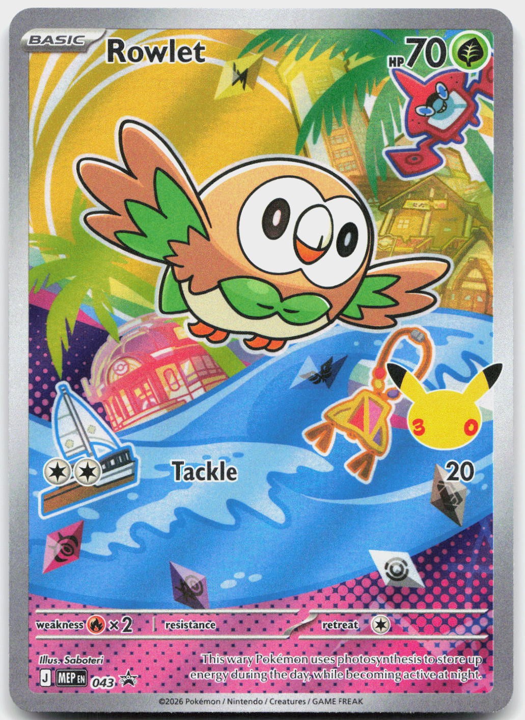 Rowlet 043 Holo Promo ME: Mega Evolution Promo Pokemon Holo Near Mint