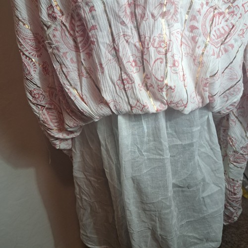 NWT Me 2 Magic Anthropologie Sz L Red Paisley Metallic Tiered Boho Maxi Dress - Picture 16 of 16