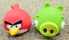 Angry Birds Red  Green Pig Plastic Coin Banks with Tags Rovio Piggy Money Box