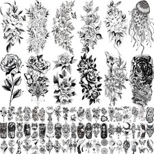82 Sheets 3D Flowers Temporary Tattoos for Women 22 Piece Set, 82