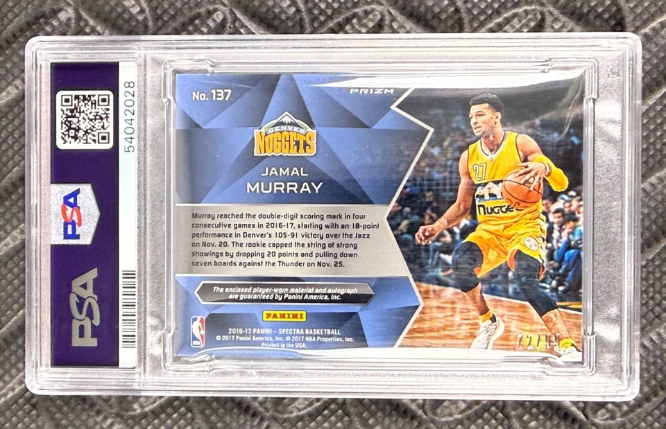 2016 Panini Spectra Jamal Muray Rookie Auto Jersey Neon Blue /99 RPA PSA 9 #137 - Image 2 of 3