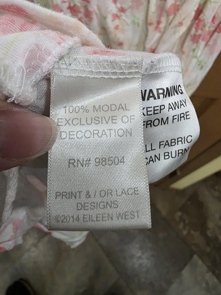 Camisón Eileen West Mujer Grande Blanco Rosa Floral Sin Mangas Encaje Modal Foto 3 de 4