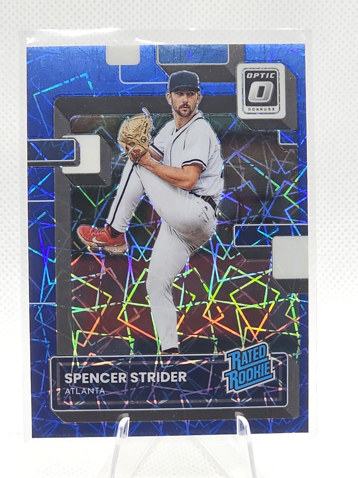 2022 Panini Donruss Optic - Rated Rookie Spencer Strider #76 Blue Velocity Prizm