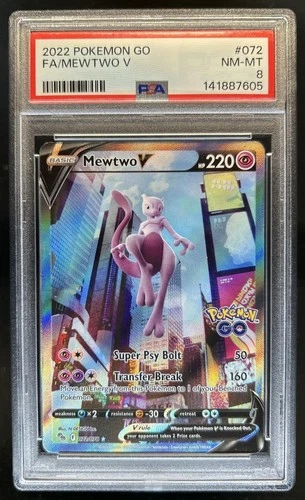 2022 Pokemon SWSH Pokemon GO Mewtwo V Full Art #072/078 PSA 8