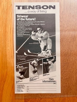Tenson Skiwear of the future Ski Mode Kleidung 1987 Vintage Ad Werbung Reklame