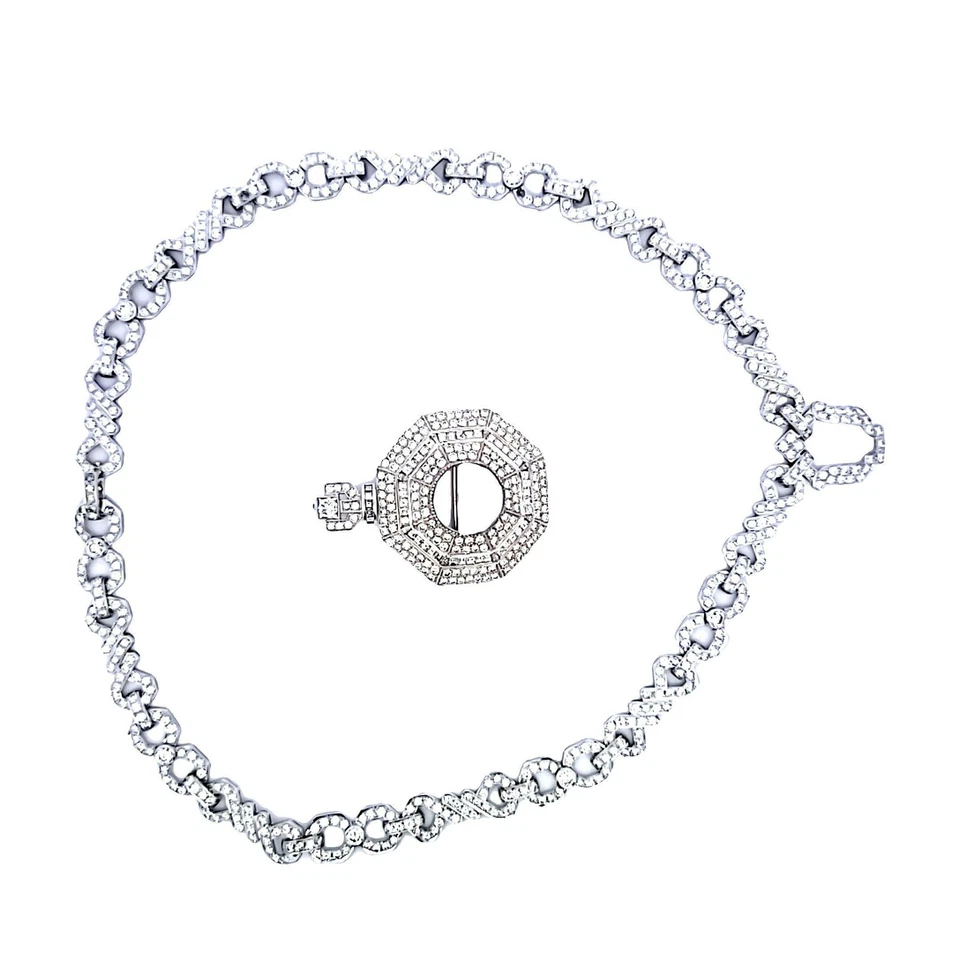 Collar colgante de platino de diamantes I VS1 redondo y corte princesa de 24,18 quilates Foto 4 de 4