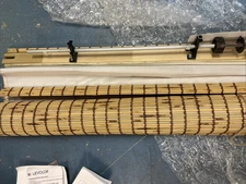 Vintage Levolor 28” X  70” Natural Bamboo & Fabric Shade Blind Corded NEW NOS