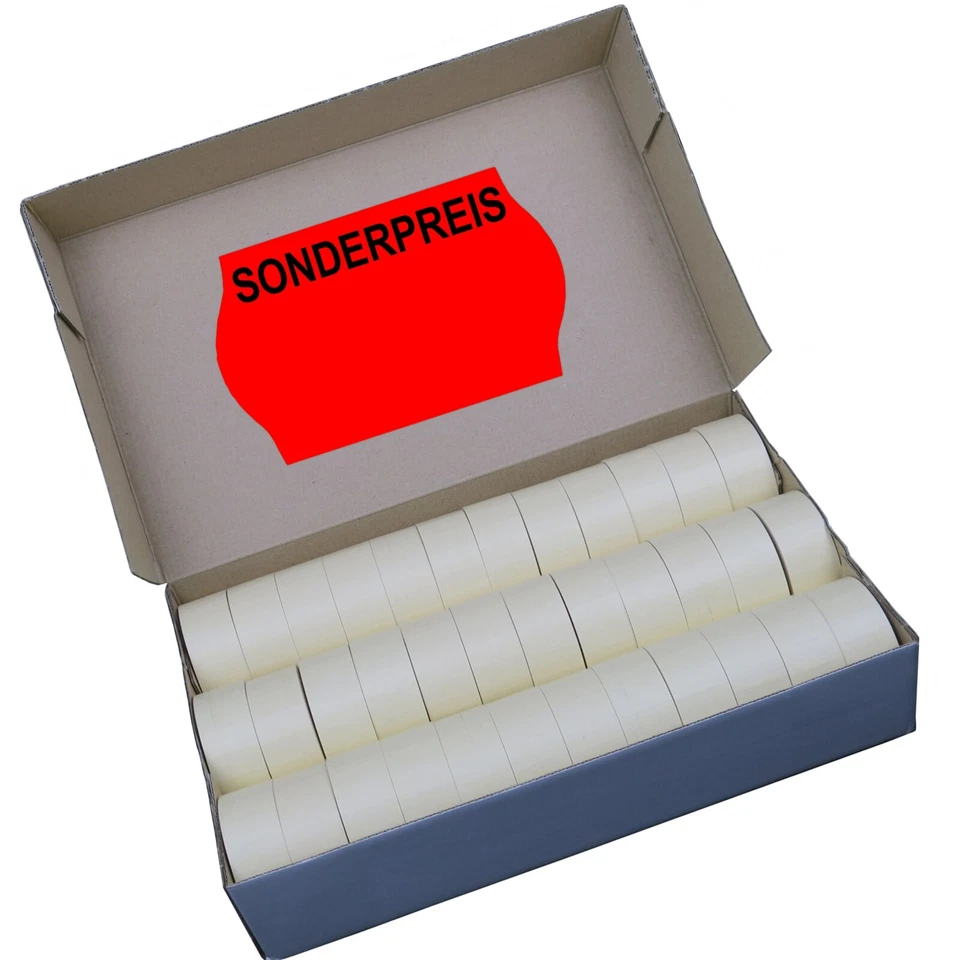 PB-ONLINEHANDEL Etiketten 26x16mm, leuchtrot "SONDERPREIS" oben, stark klebend Preis Auszeichner