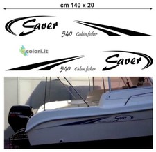 2 adesivi in vinile per imbarcazione nautica barca DX+SX Saver 540 cabin fisher