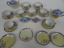 Miniature Japanese Lusterware 24 Piece Tea Set Teapot Creamer Sugar Cup Saucer
