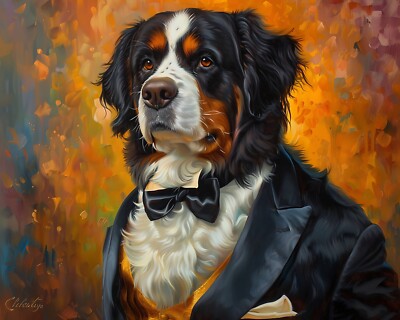 Canvas Print Bernese Mountain Dog Halloween 8x10 Matte Print