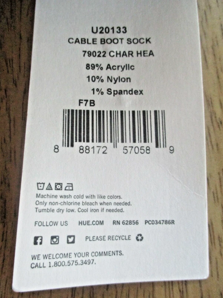 2 PAIR WOMENS NWT HUE CABLE BOOT SOCKS RETAILS Made in USA - Image 3 of 3
