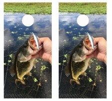 Large Mouth Bass Fishing Cornhole Board Wraps FREE LAMINATION 2408
