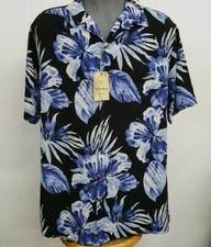 Roundtree Caribbean BT Black Blue Hibiscus S/S Men's Shirt NWT 89.50 Choose Sz