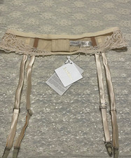 La Perla Macrame Tale L Suspender Garter Belt Ivory Nude 435