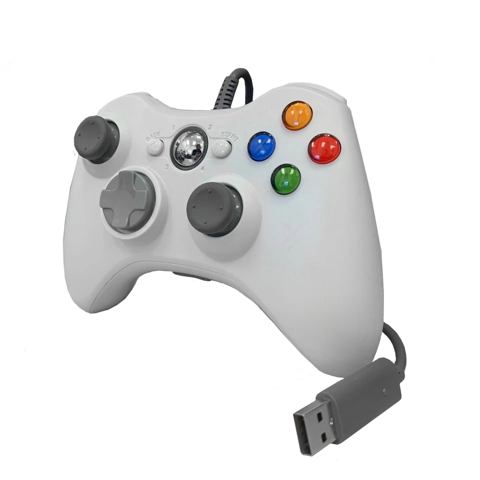 Old Skool Wired XBOX 360 & PC Dual Analog Rumble Controller - White - Image 3 of 3