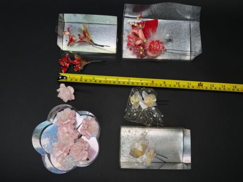 Japan Kanzashi Kimono Geisha, Seide Haarschmuck, Kimono Silk Hair Kushi Comb - Picture 2 of 13