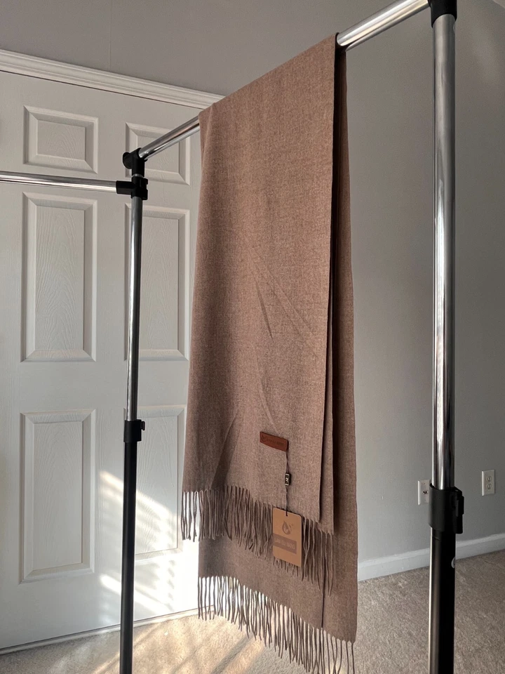 Bufanda de Cachemira Lujosa Extra Grande Mujer Hombre Chal Pashmina Marrón Beige Foto 2 de 3