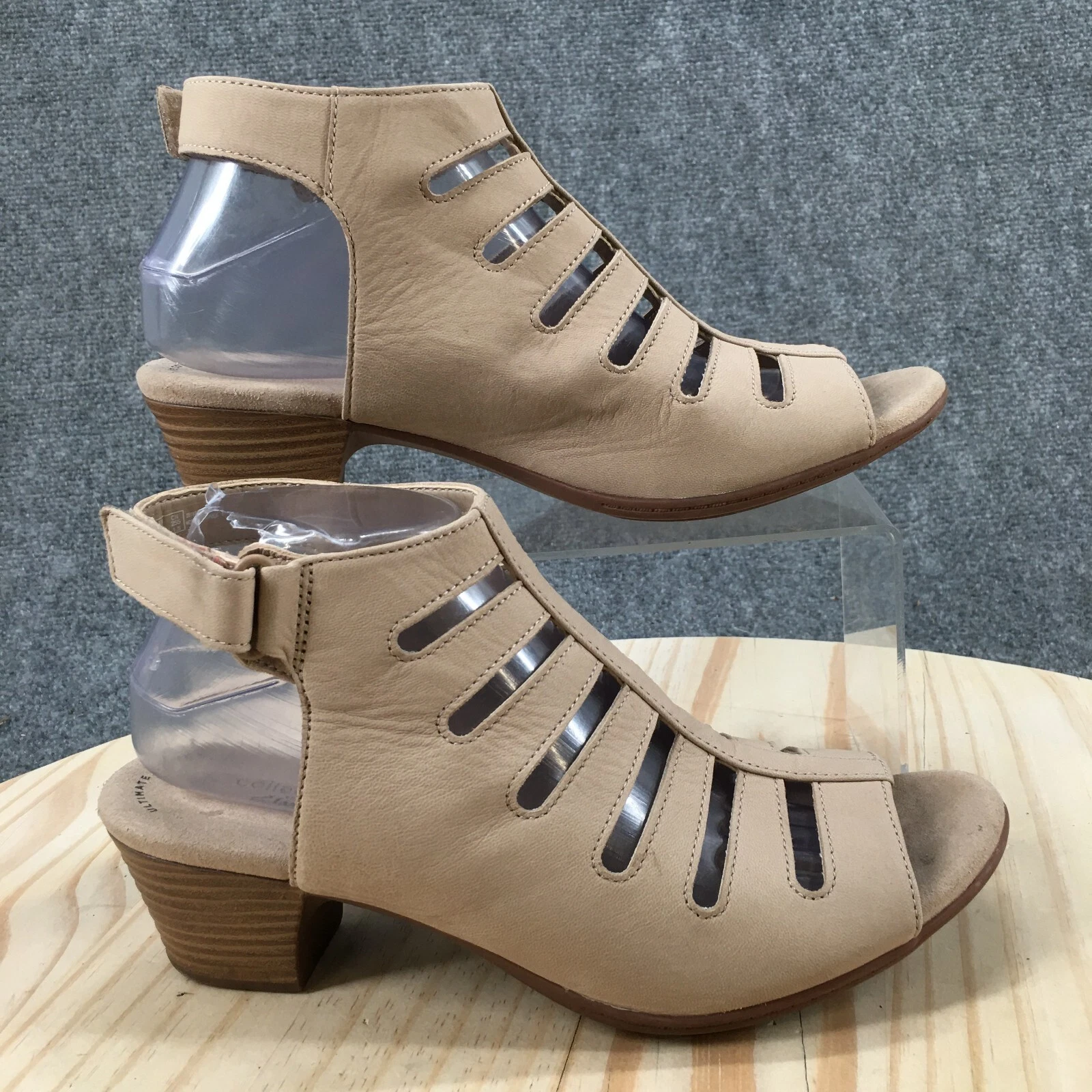 Sandali Clarks donna 9 5 M Valarie Shelly cinturino beige pelle tacco 26142651